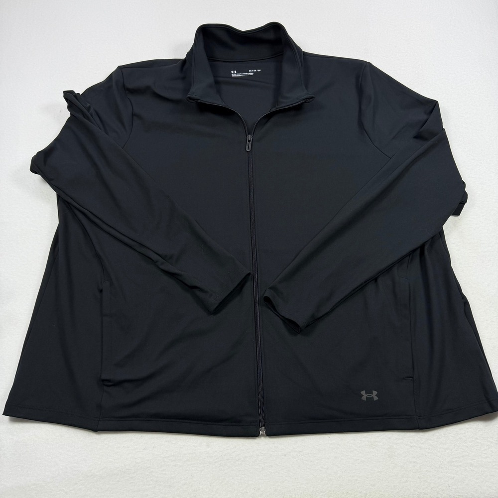 Under Armour Women 3X Black Full Zip Fitted Athletic Training Jacket Logo Pocket